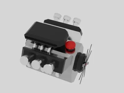 Cartoon Engine Hemi Low-poly 3D model