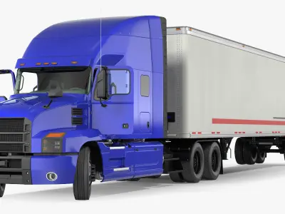 Semi Truck with Trailer Generic Rigged 3D model