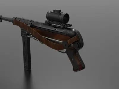 MP 40 Submachine Gun Fps-Tps Low-poly 3D model