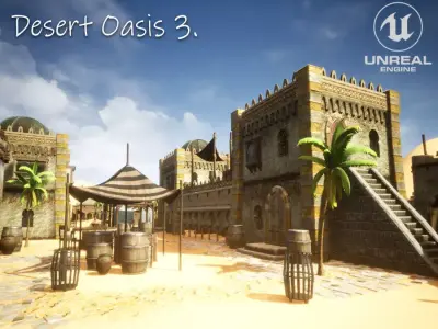 Desert Oasis 3 Unreal Engine Low-poly 3D model