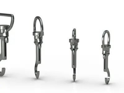 Set of 4 Metal Carabiner LowPoly Low-poly 3D model Low-poly 3D model