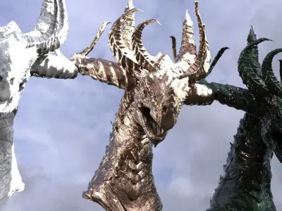 Horned Drake Head Sculpt 4 3D model