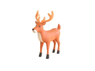 Cartoon Reindeer 4 Cute  Low-poly 3D model