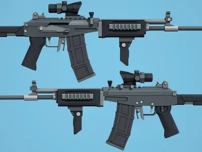 Galil Tactical - Low Poly Mobile Ready Low-poly 3D model