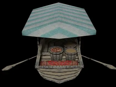 Medieval Wooden Cargo Ship Docks Pack Convoy Merchant Sail Ocean Low-poly 3D model