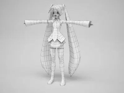Hatsune Miku Free low-poly 3D model