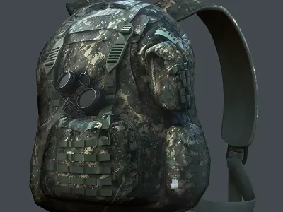 Backpack military combat Black baggage Low-poly Low-poly 3D model