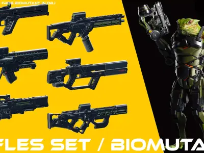 Sci-Fi Rifles Set Kitbash and Biomutant 3D model