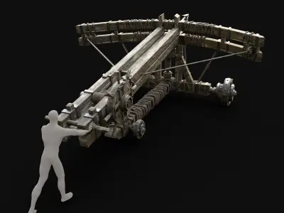 WAR MACHINE BALLISTA MEDIEVAL SIEGE ENGINE WAR BATTLE WEAPON Low-poly 3D model