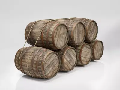 Barrels stack Low-poly 3D model