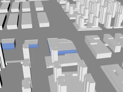 Urban highrise building building ancillary building commercial 3D model