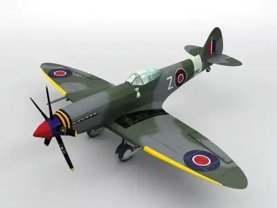 Supermarine Spitfire MK XVIII Aircraft Low-poly 3D model