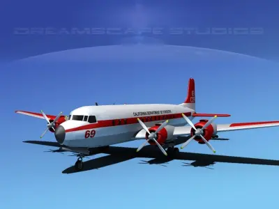 Douglas DC-7C Cal Dep Forestry 3D model