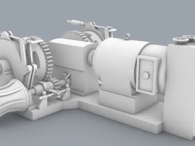 Double Drum Boat Anchor Winch Windlass ANSALDO Low-poly 3D model