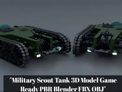 Military Scout Tank 3D Model Game Ready PBR Blender FBX OBJ Low-poly 3D model
