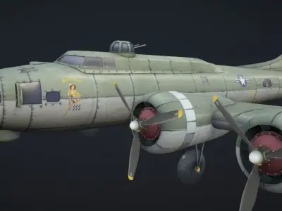 B-17 Hand-Painted Low-poly 3D model