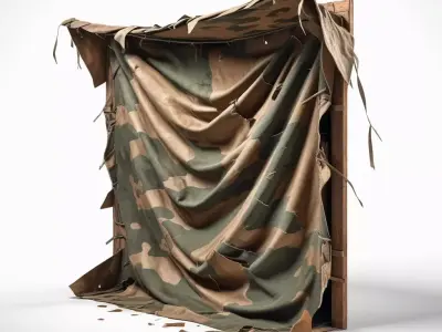 Worn Camouflage Tarp Shelter Prop 3D model