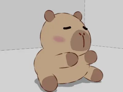 cute capybara 2D look in Blender Free low-poly 3D model