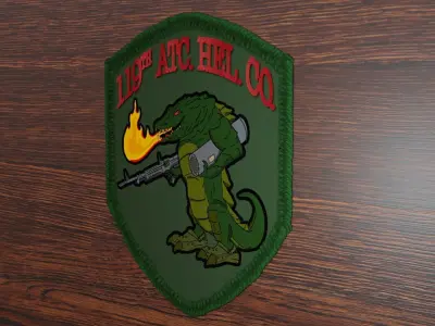 Patch alligator with gun on 3D model