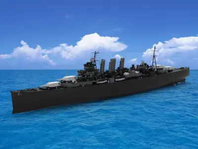 HMS Devonshire County-class heavy cruiser 3D model
