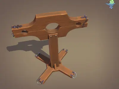 Pilori wooden cross Low-poly 3D model