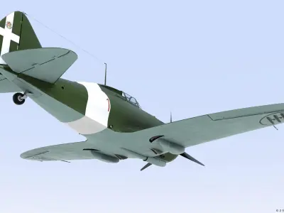 Re2000 Falco I - Catapult version - Not rigged Low-poly 3D model