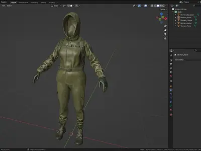 Female Hunting Outfit 2 Low-poly 3D model