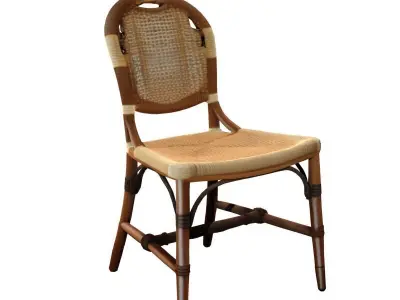 Rattan Style Wooden and Weaved Chair Lounge Coastal Boho Free low-poly 3D model