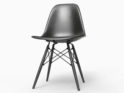Eames Plastic Side Chair DSW Full Black 3D model