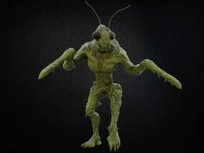 Mantis Human - Bio-Weapon Creature Low-poly 3D model