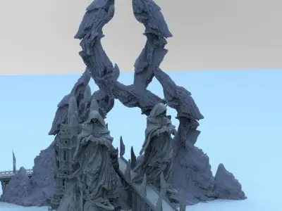 Zadkiel Grand mountain portal tower 3D model