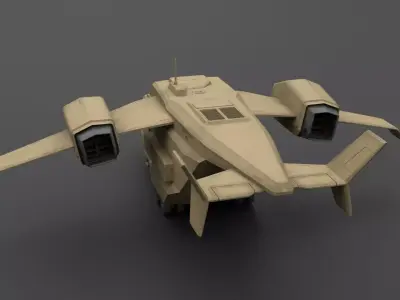 Drop Ship Sci-fi Aircraft Low-poly 3D model