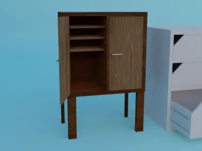 Realistic furniture set 7 piece 3D model