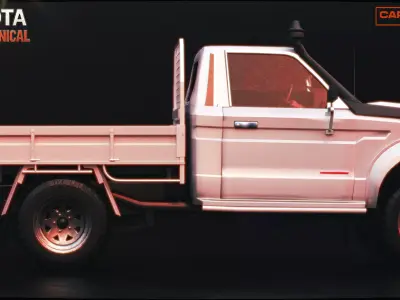 Toyota F70 Technical Clean White Pickup Vehicle Low-poly 3D model