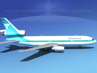 Douglas DC-10 Transamerica 3D model