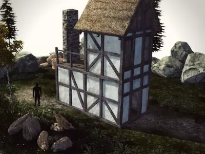 High Quality enterable Medieval house - Building O Low-poly 3D model