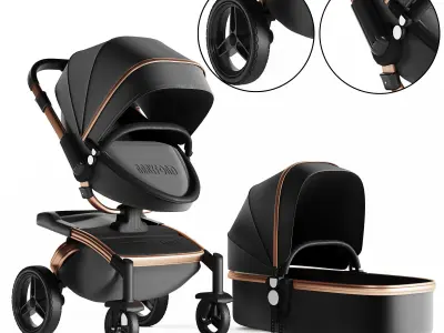 3dasset babyfond stroller and carriage 3D model