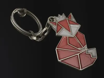 Keychain fox Low-poly 3D model