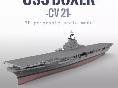 USS BOXER CV21 Essex class aircraft carrier print ready model 3D print model