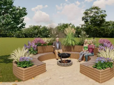 ring shaped wooden bench Free 3D model