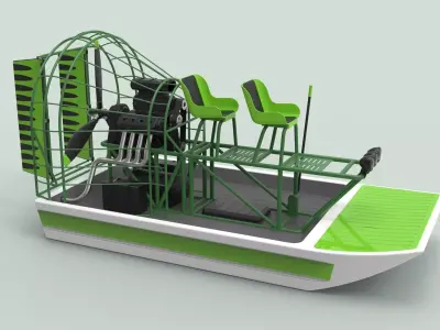 Airboat alligator boat with seats 3D model