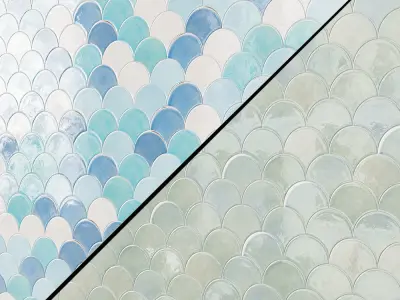 Medium Moroccan Fish Scales Wall tiles 3D model