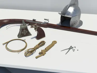 16th century Harquebusier equipment 3D Model Collection