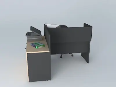 Workstation with printer pool Free 3D model