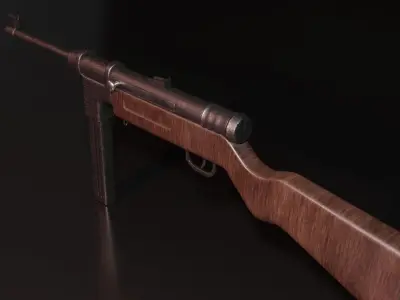 mp40gun wooden gun 3D model