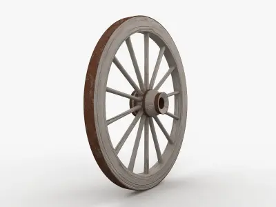 Old Wagon Wheel Low-poly 3D model