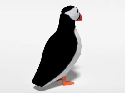 Low Poly Cartoon Puffin Low-poly 3D model