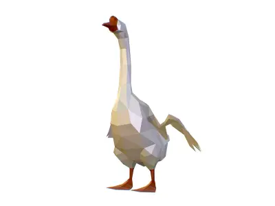 Animated White Goose Lowpoly Art Style Low-poly 3D model