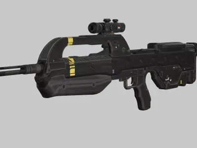BR55 Battle Rifle Game Ready Low Poly 3D Model Low-poly 3D model