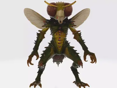 Mutant Fly Monster Figurine Insectoid Creature 3D print model